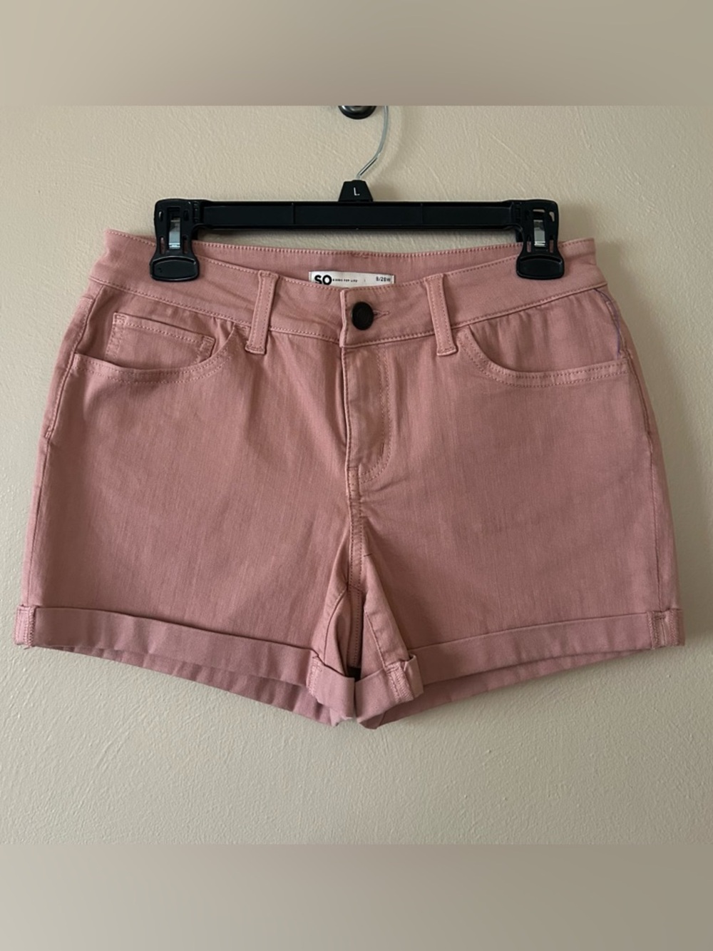 SO Dusty Pink Rolled-Hem Denim Shorts
